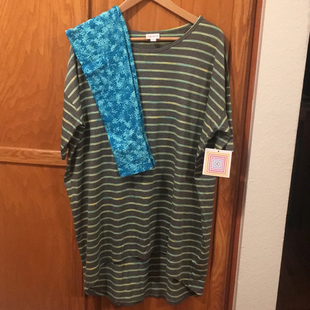 *NWT* LuLaRoe Grey Striped Irma and OS Leggings